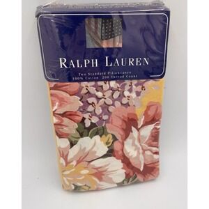 RALPH LAUREN Brooke STANDARD  PILLOWCASES FLORAL Yellow NIP
